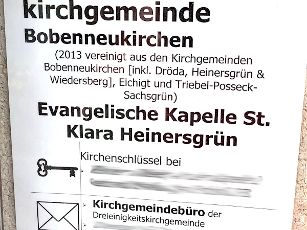 Hinweisbild der Evangelisch-Lutherischen Dreieinigkeitskirchgemeinde Bobenneukirchen