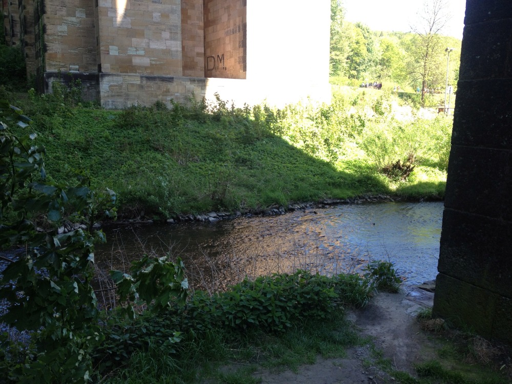 Fluß fließt durch Göltzschtalbrücke