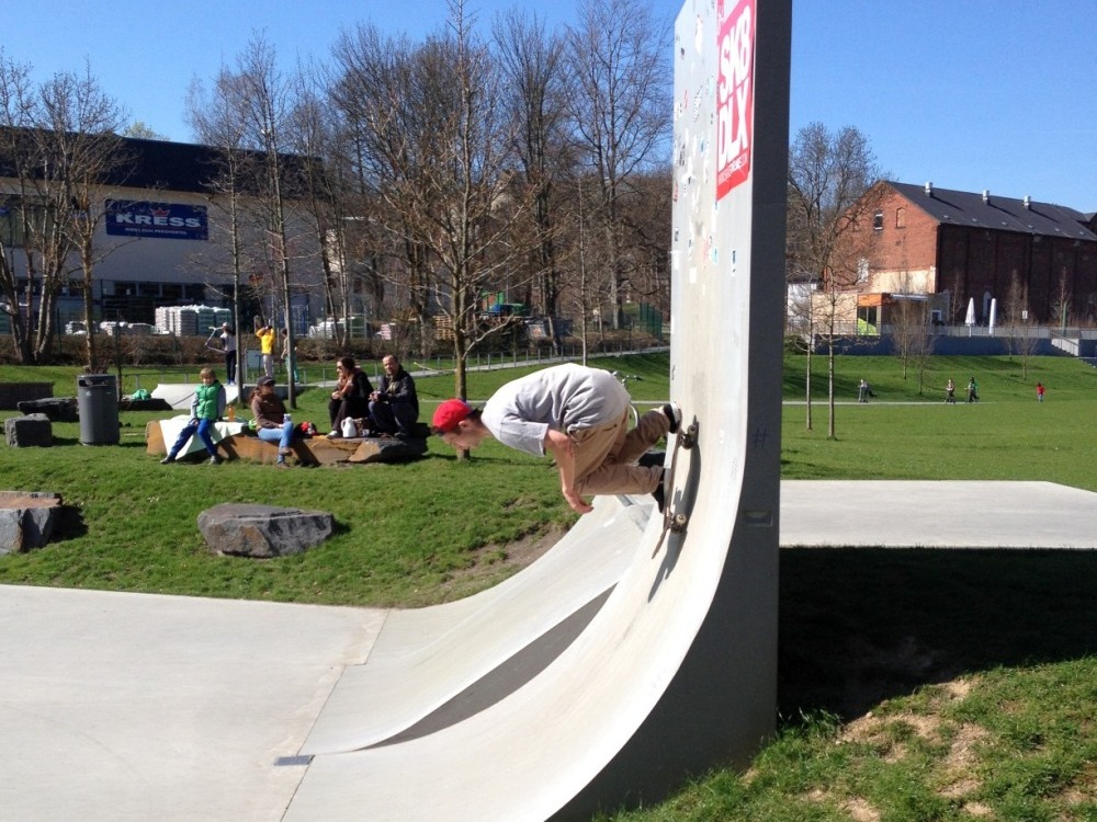 Senkrecht-Wand im Skaterpark/Hofaupark