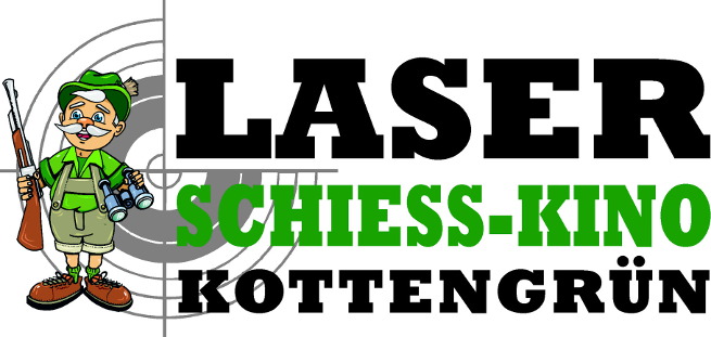 Logo vom Laser-Schieß-Kino-Kottengrün mit Jäger und Zielscheibe