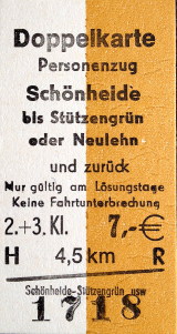 Fahrkarte / Fahrschein vom 17.04. 2016 von Schönheide über Neuheide nach Stützengrün / Neulehn und zurück