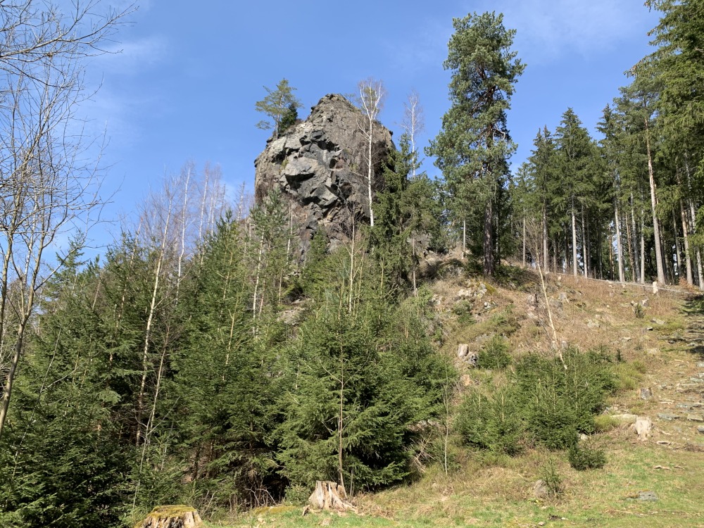 Felsen auf Hgel im Wald