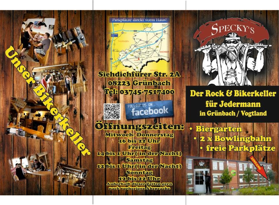 Flyer "Speckys Rock- und Bikerkeller" Rückseite
