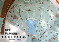 Karte vom Plauener Stadtpark inklusive Bhnen, Spielplatz und Drachengrotte