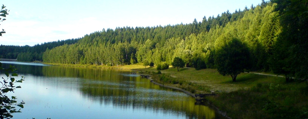 Talsperre Falkenstein bei Sonnenuntergang